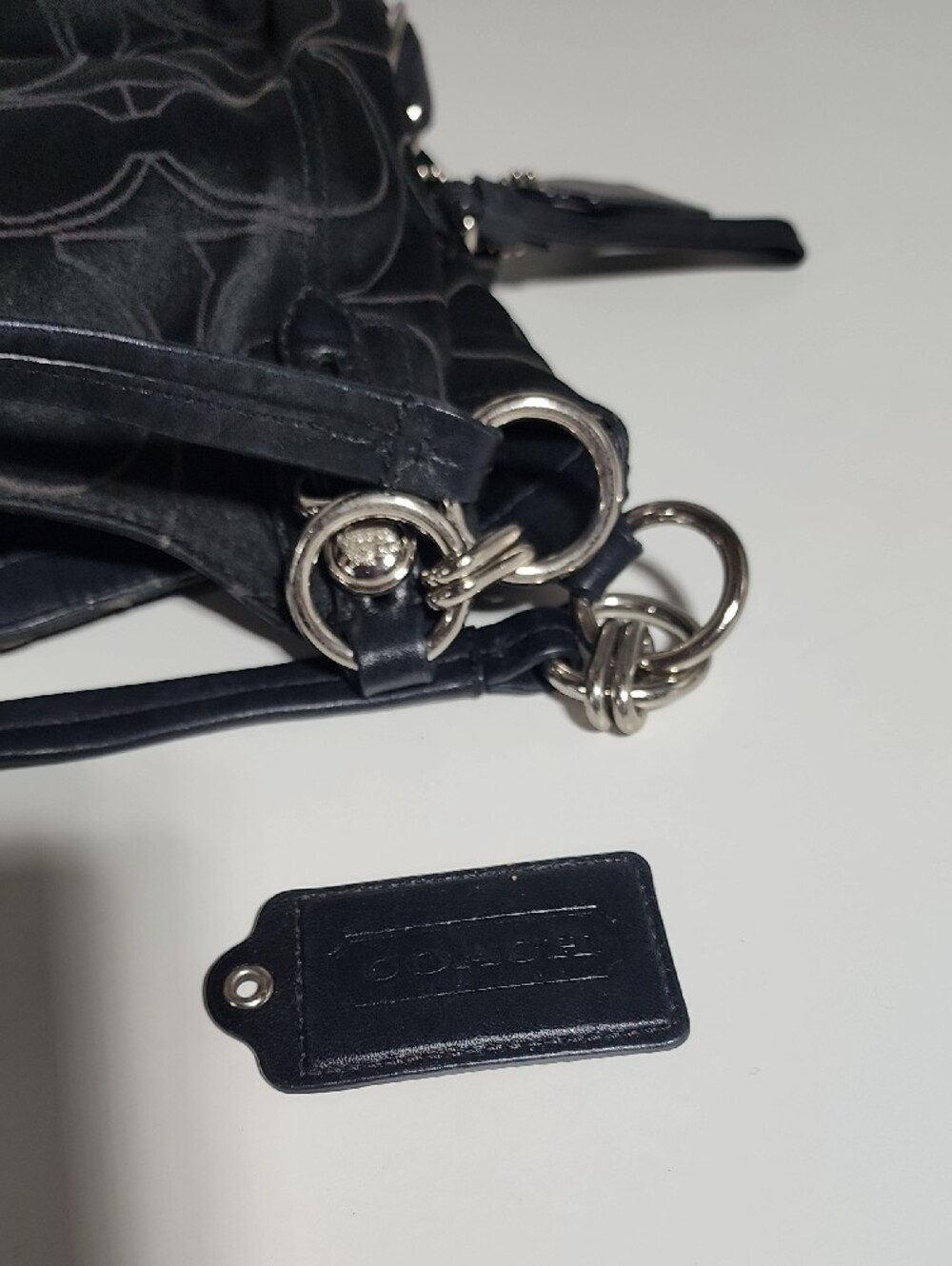 Coach Black Signature Shoulder Bag with Silver Hardware - Picture 8 of 8